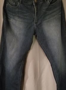Wide legged faded front Jean's.  No wear on inseam